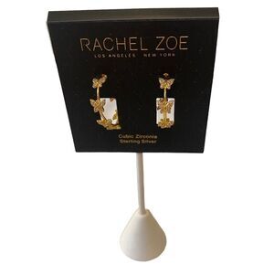 Rachel Zoe Sterling Silver & Cubic Zirconia Gold Toned Butterfly C Hoops.